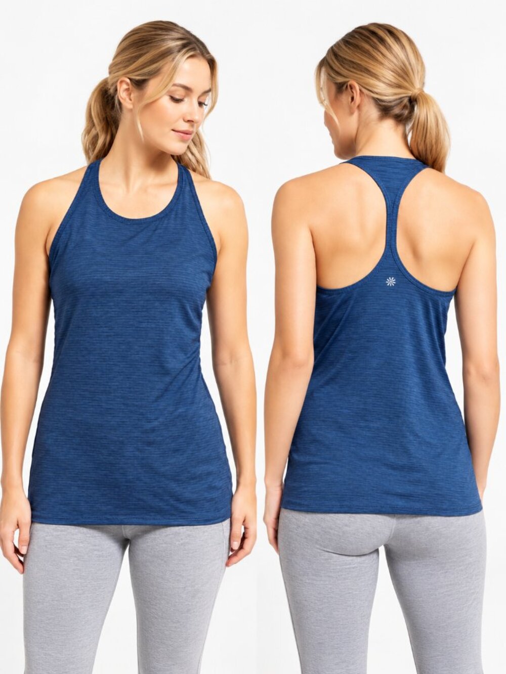 Athleta High Neck Shadow Stripe Chi Tank Blue XS
